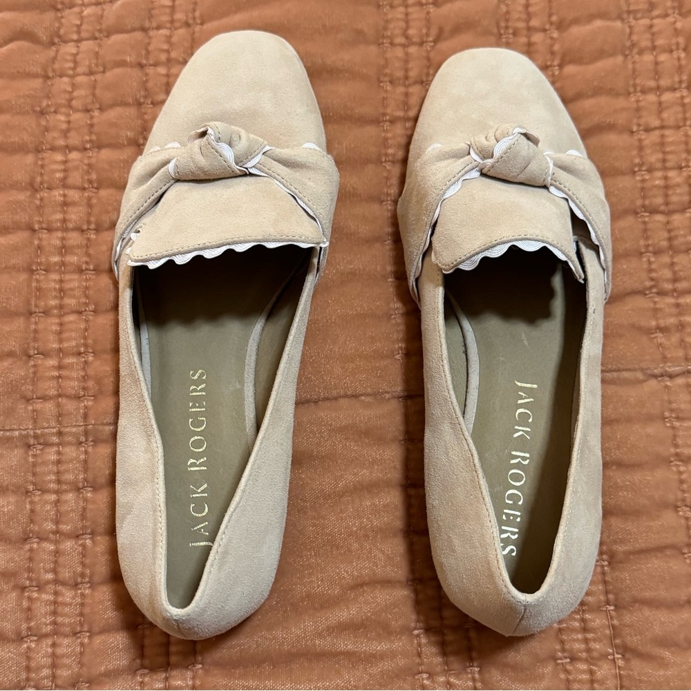 Jack Rogers Holly Seude Knot Women's Loafers Shoes Beige Size 6.5